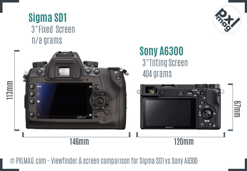 Sigma SD1 vs Sony A6300 Screen and Viewfinder comparison