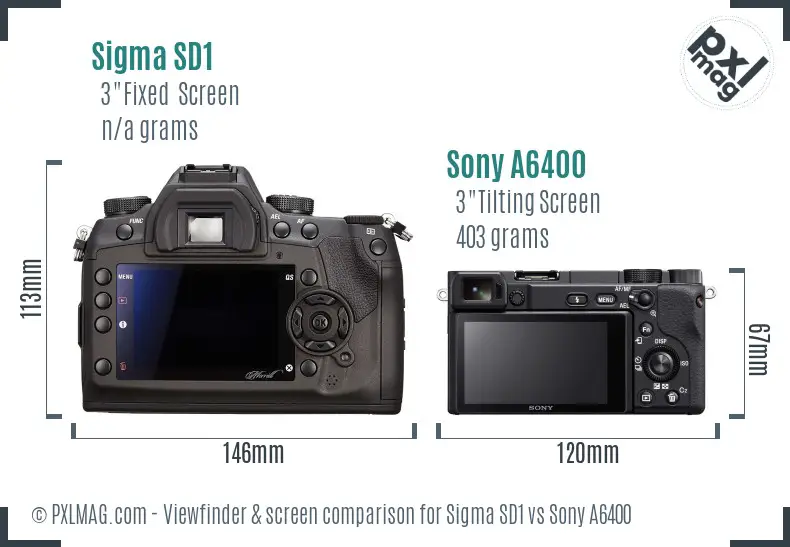 Sigma SD1 vs Sony A6400 Screen and Viewfinder comparison