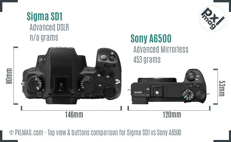 Sigma SD1 vs Sony A6500 top view buttons comparison