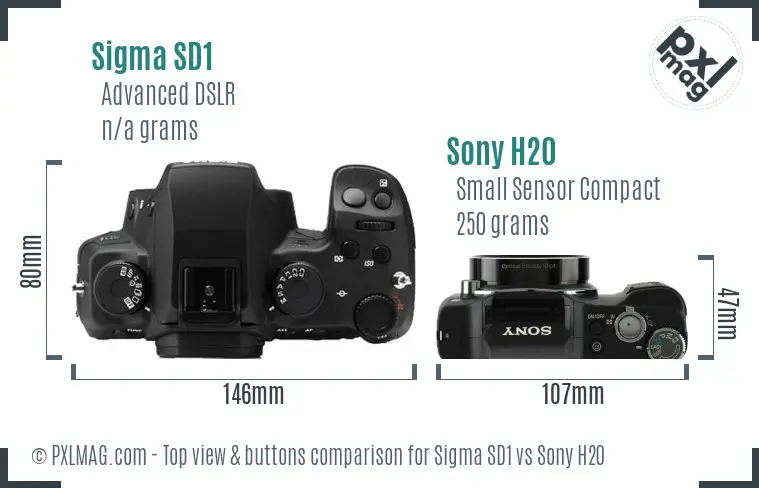 Sigma SD1 vs Sony H20 top view buttons comparison