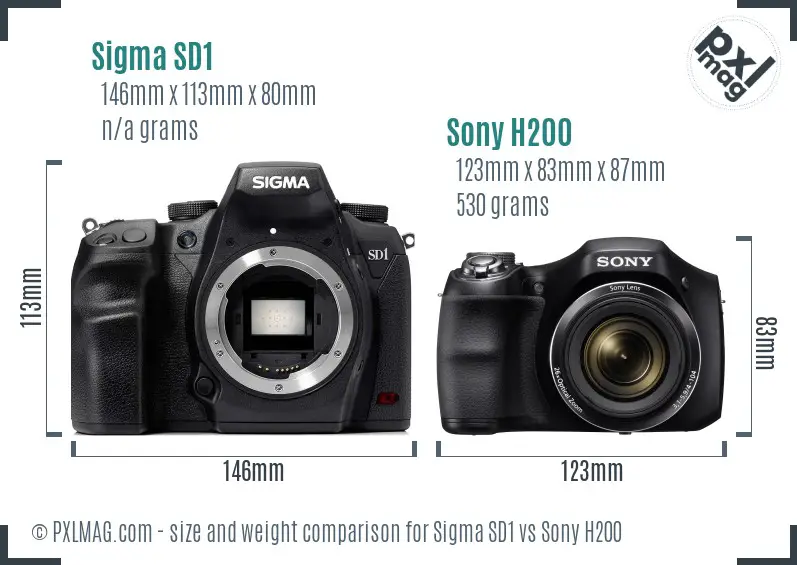 Sigma SD1 vs Sony H200 size comparison Sigma SD1 vs Sony H200 size comparison
