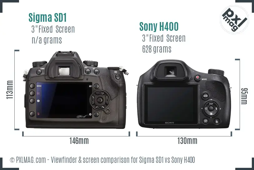 Sigma SD1 vs Sony H400 Screen and Viewfinder comparison