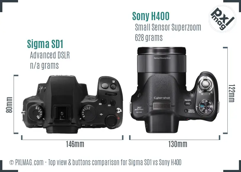 Sigma SD1 vs Sony H400 top view buttons comparison