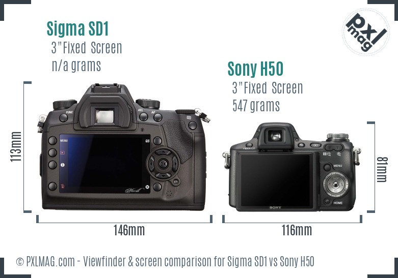 Sigma SD1 vs Sony H50 Screen and Viewfinder comparison
