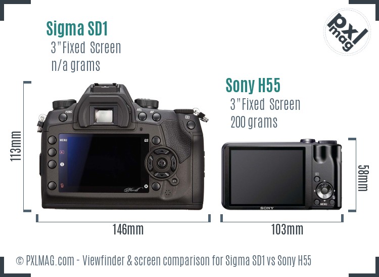 Sigma SD1 vs Sony H55 Screen and Viewfinder comparison