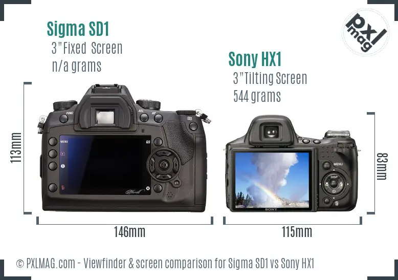Sigma SD1 vs Sony HX1 Screen and Viewfinder comparison Sigma SD1 vs Sony HX1 Screen and Viewfinder comparison