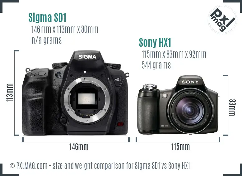 Sigma SD1 vs Sony HX1 size comparison Sigma SD1 vs Sony HX1 size comparison