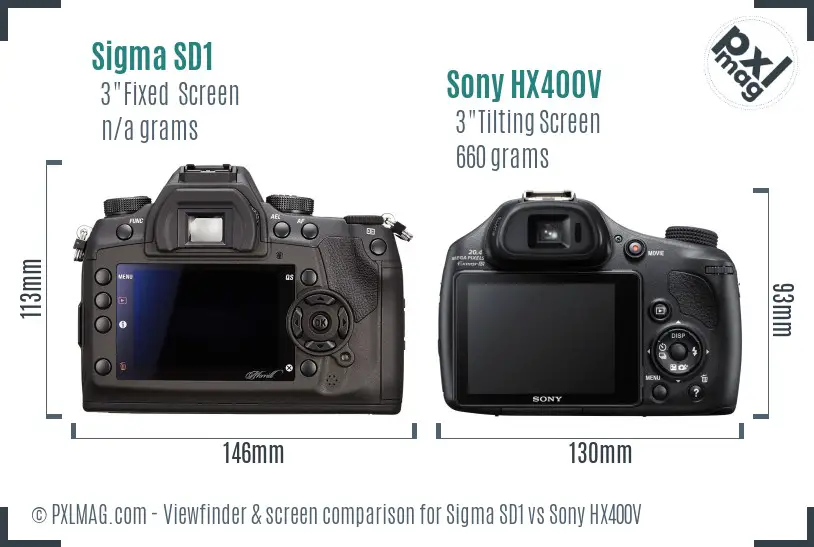 Sigma SD1 vs Sony HX400V Screen and Viewfinder comparison
