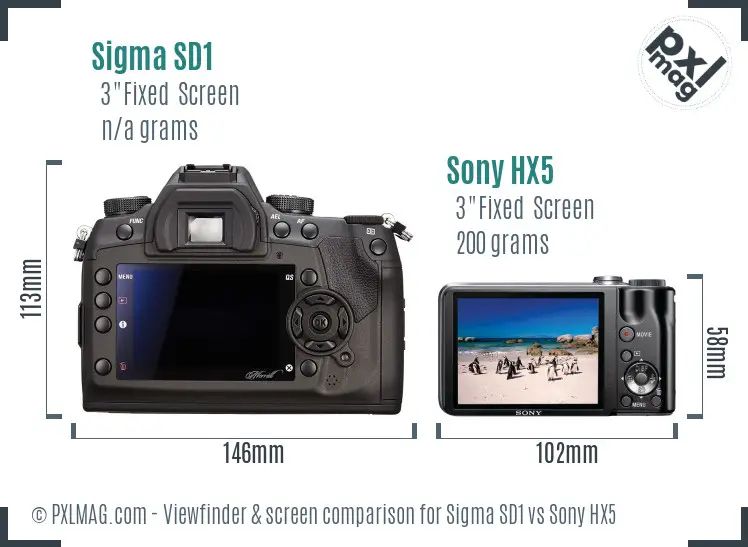 Sigma SD1 vs Sony HX5 Screen and Viewfinder comparison