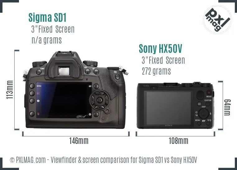 Sigma SD1 vs Sony HX50V Screen and Viewfinder comparison