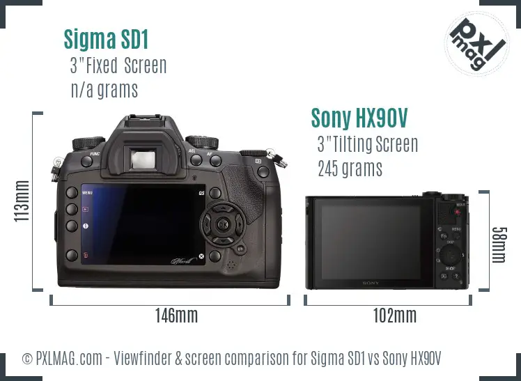 Sigma SD1 vs Sony HX90V Screen and Viewfinder comparison