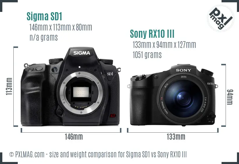 Sigma SD1 vs Sony RX10 III size comparison