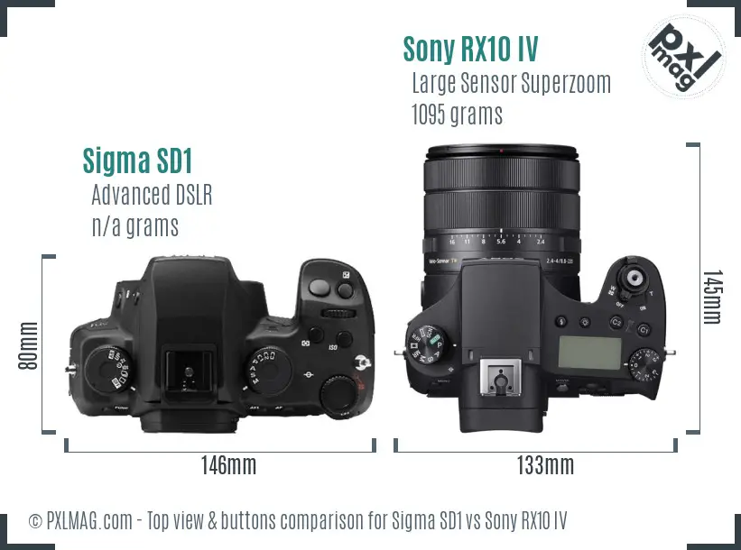 Sigma SD1 vs Sony RX10 IV top view buttons comparison