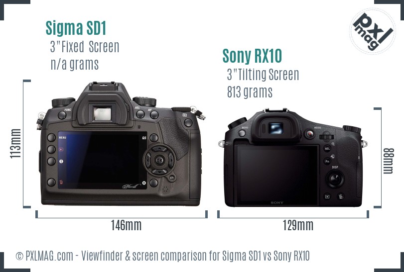 Sigma SD1 vs Sony RX10 Screen and Viewfinder comparison