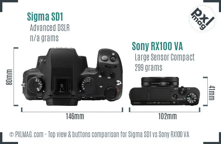 Sigma SD1 vs Sony RX100 VA top view buttons comparison