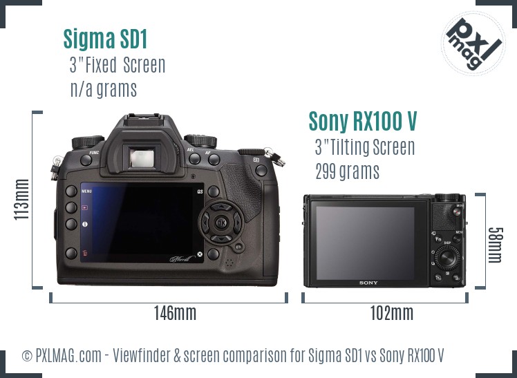 Sigma SD1 vs Sony RX100 V Screen and Viewfinder comparison