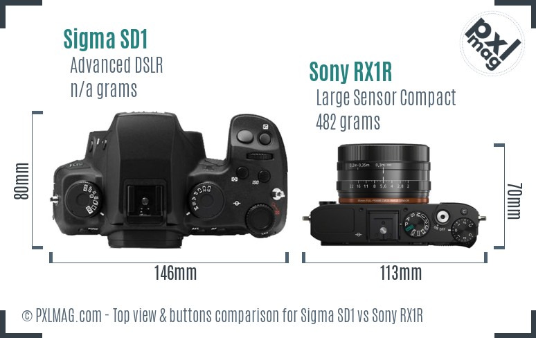 Sigma SD1 vs Sony RX1R top view buttons comparison