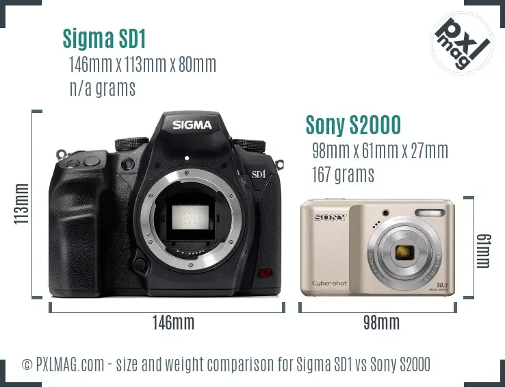 Sigma SD1 vs Sony S2000 size comparison