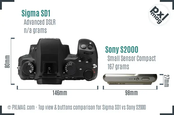 Sigma SD1 vs Sony S2000 top view buttons comparison