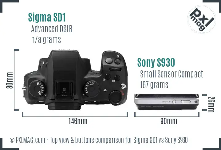 Sigma SD1 vs Sony S930 top view buttons comparison