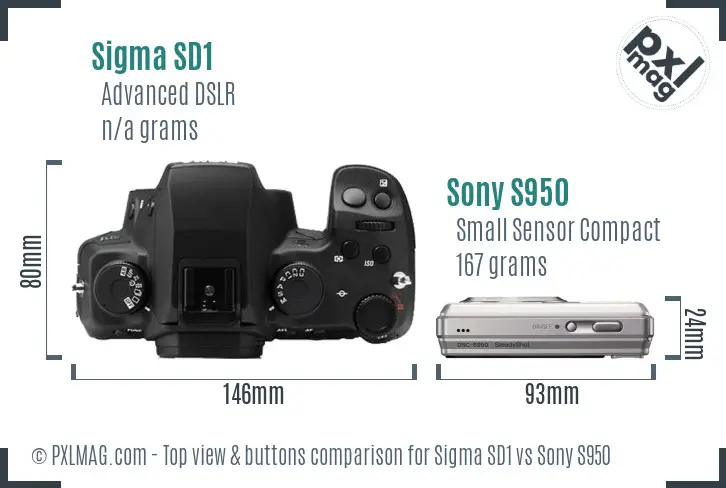 Sigma SD1 vs Sony S950 top view buttons comparison