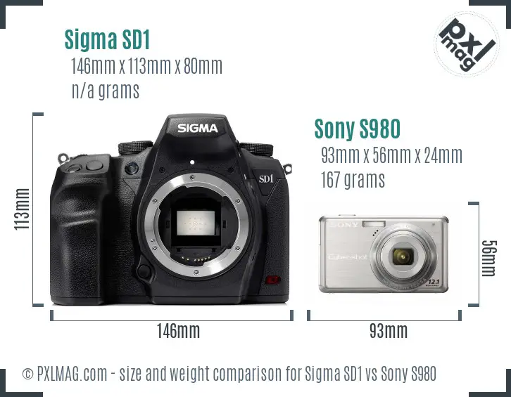Sigma SD1 vs Sony S980 size comparison