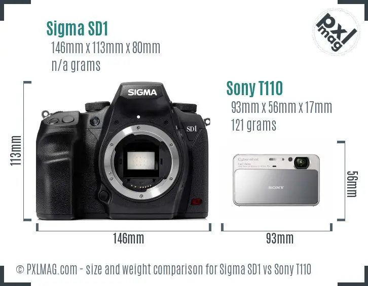 Sigma SD1 vs Sony T110 size comparison Sigma SD1 vs Sony T110 size comparison