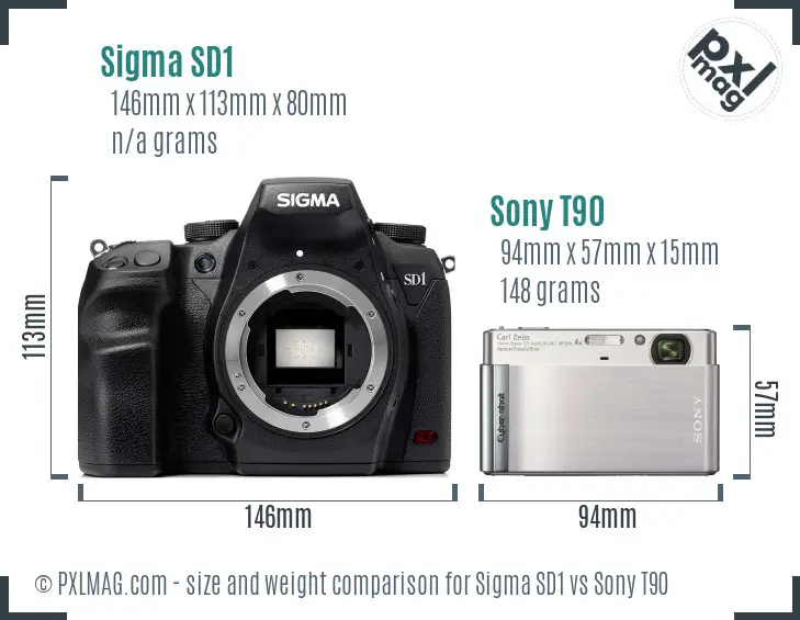 Sigma SD1 vs Sony T90 size comparison