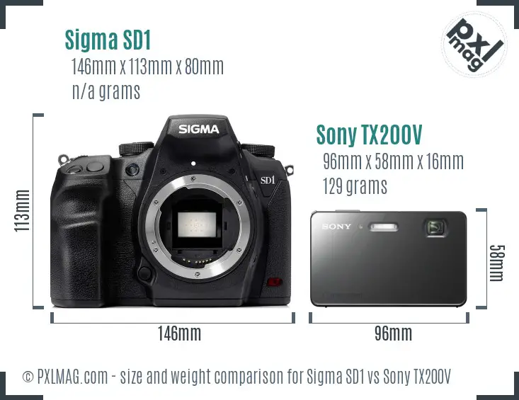 Sigma SD1 vs Sony TX200V size comparison