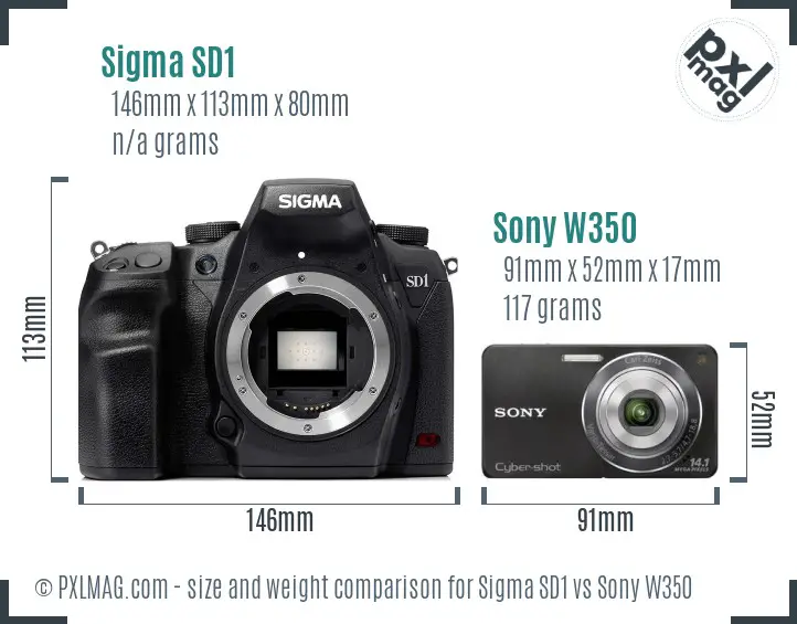 Sigma SD1 vs Sony W350 size comparison