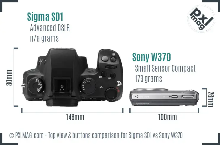 Sigma SD1 vs Sony W370 top view buttons comparison