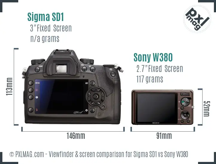 Sigma SD1 vs Sony W380 Screen and Viewfinder comparison
