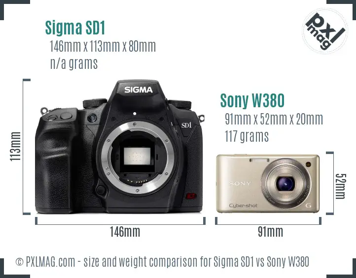 Sigma SD1 vs Sony W380 size comparison