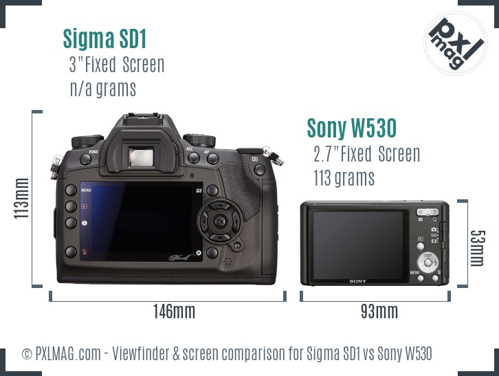 Sigma SD1 vs Sony W530 Screen and Viewfinder comparison