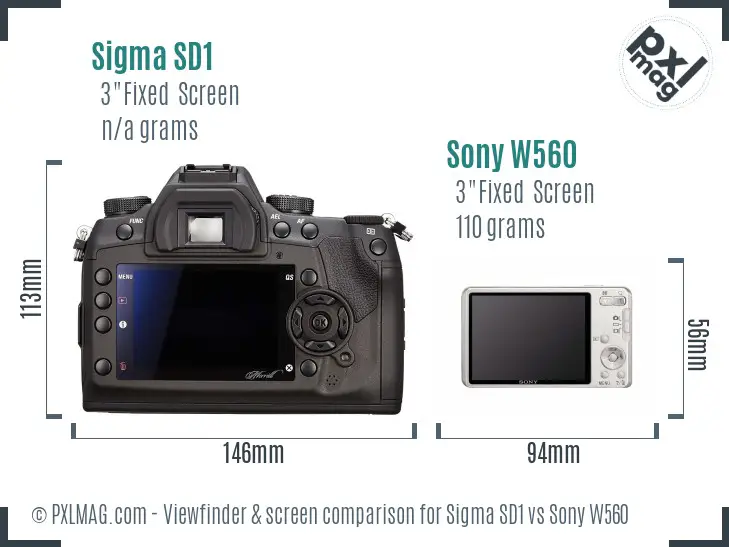 Sigma SD1 vs Sony W560 Screen and Viewfinder comparison