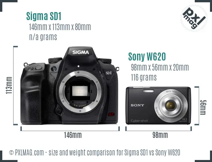 Sigma SD1 vs Sony W620 size comparison