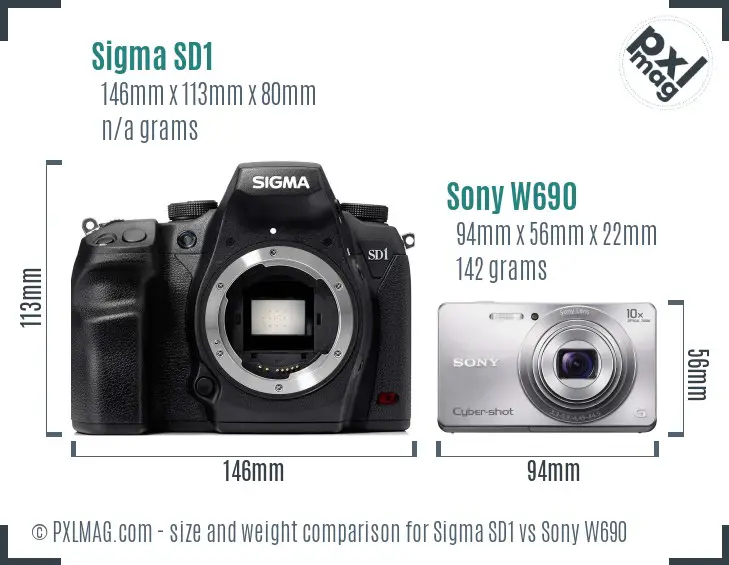 Sigma SD1 vs Sony W690 size comparison Sigma SD1 vs Sony W690 size comparison