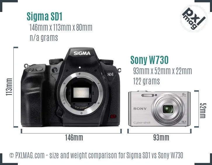 Sigma SD1 vs Sony W730 size comparison