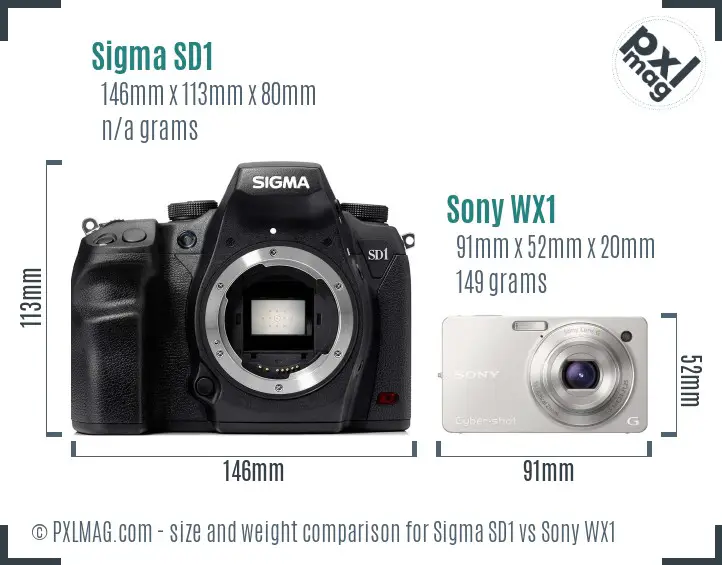 Sigma SD1 vs Sony WX1 size comparison