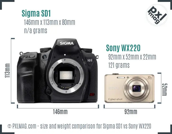 Sigma SD1 vs Sony WX220 size comparison