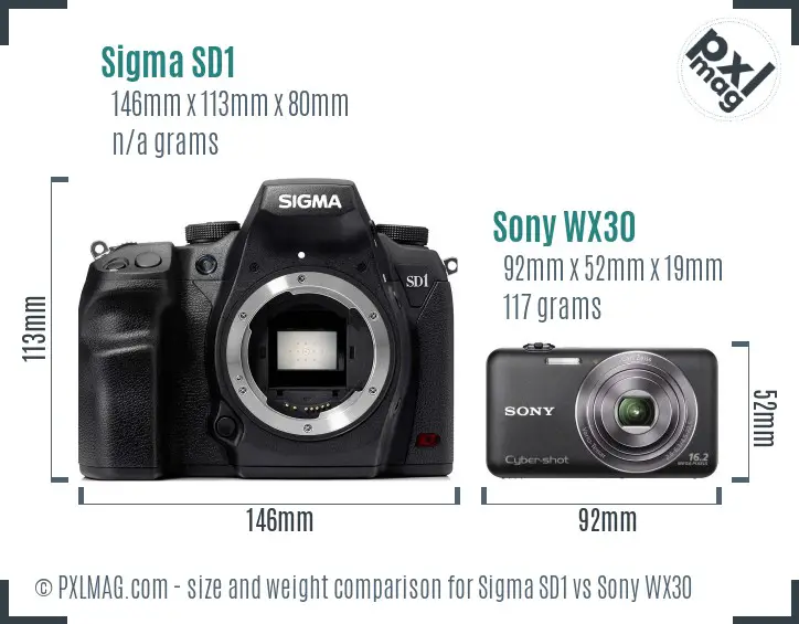 Sigma SD1 vs Sony WX30 size comparison Sigma SD1 vs Sony WX30 size comparison