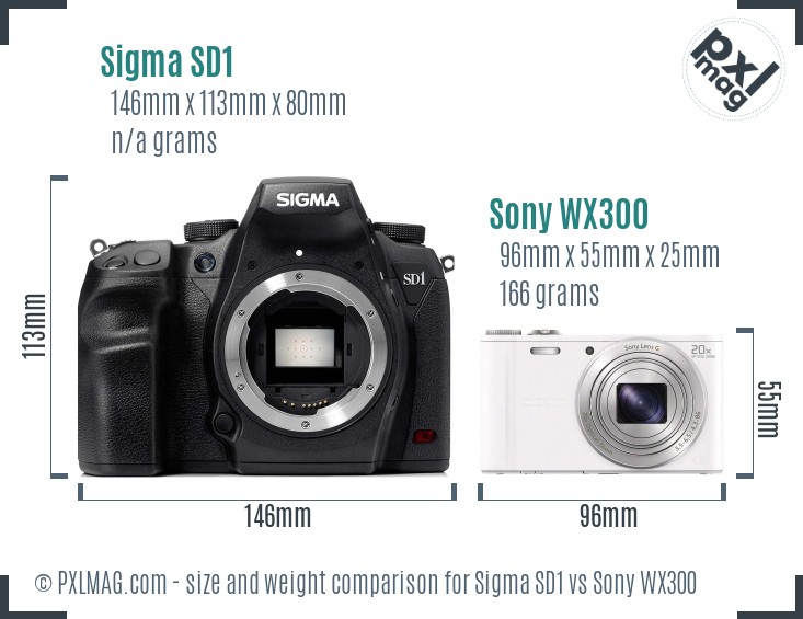 Sigma SD1 vs Sony WX300 size comparison Sigma SD1 vs Sony WX300 size comparison