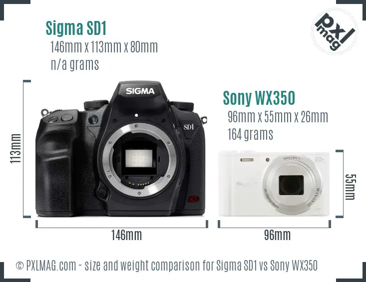 Sigma SD1 vs Sony WX350 size comparison Sigma SD1 vs Sony WX350 size comparison