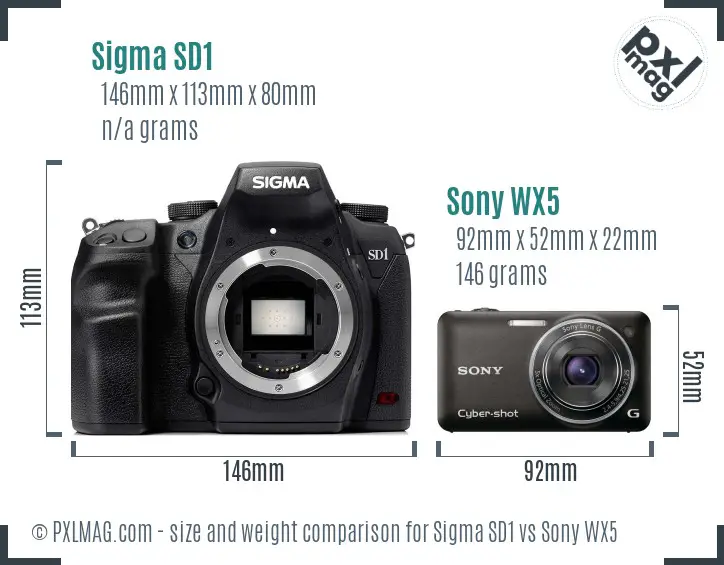 Size and ergonomics comparison between Sigma SD1 and Sony WX5