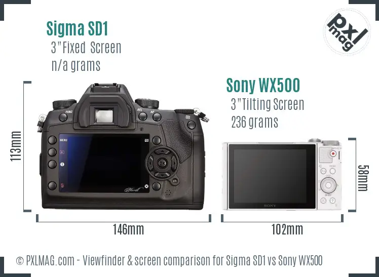 Sigma SD1 vs Sony WX500 Screen and Viewfinder comparison