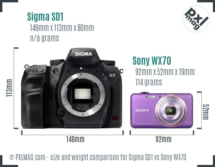 Sigma SD1 vs Sony WX70 size comparison Sigma SD1 vs Sony WX70 size comparison