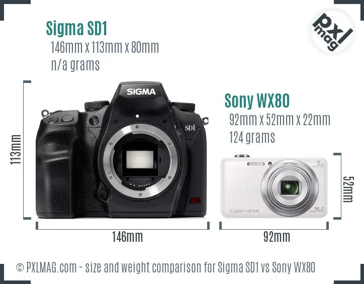 Sigma SD1 vs Sony WX80 size comparison Sigma SD1 vs Sony WX80 size comparison
