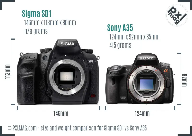 Sigma SD1 vs Sony A35 size comparison Sigma SD1 vs Sony A35 size comparison