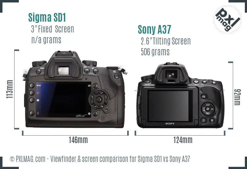 Sigma SD1 vs Sony A37 Screen and Viewfinder comparison Sigma SD1 vs Sony A37 Screen and Viewfinder comparison