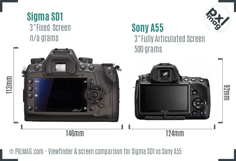 Sigma SD1 vs Sony A55 Screen and Viewfinder comparison Sigma SD1 vs Sony A55 Screen and Viewfinder comparison